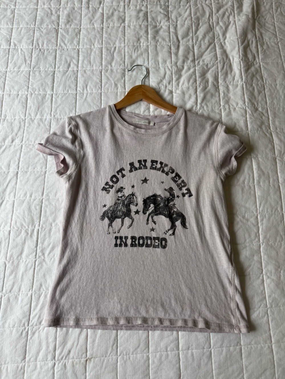 Zara Light Pink Graphic 'Not An Expert In Rodeo' Tee